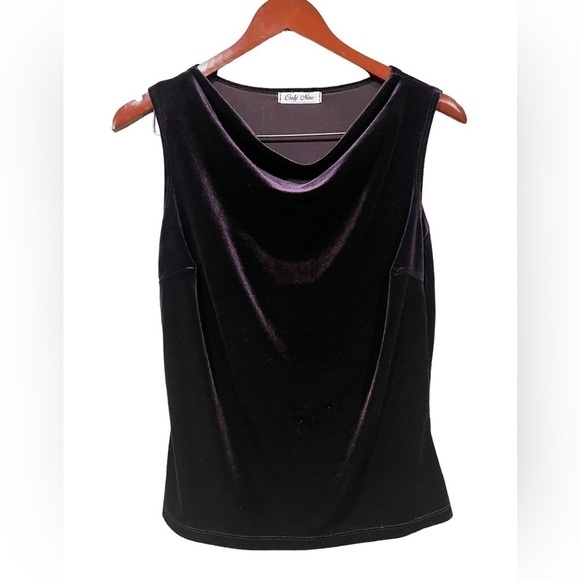 Only Nine Size Small Purple Velvet Cowl Neck 90s Y2K Vintage Top Whimsygoth Tank - Picture 2 of 6